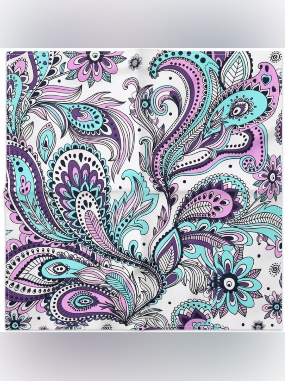 Floral Paisley Square Scarf in Purple & Teal